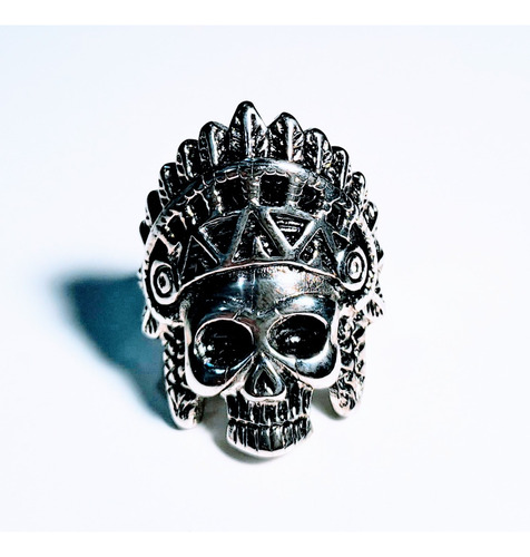 Anillo Acero Quirúrgico Calavera Cacique  Indian