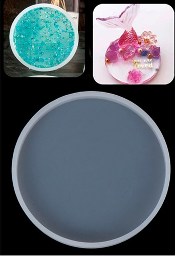 Imagen 6 de 8 de Molde Silicona Bandeja Posavasos Liso Circular Resina 9cm