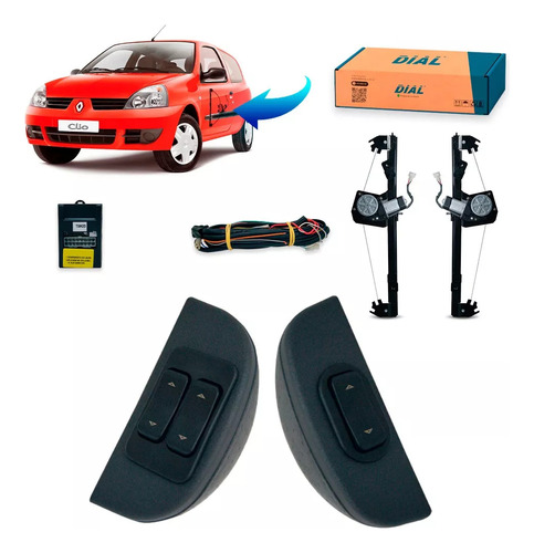 Kit Alza Cristales Eléctricos  Clio 2 Portas 2013 2014 2015