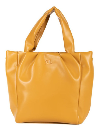 Cartera Mujer Xl Extra Large Alba Cartera Camel Acabado de los herrajes Níquel Correa de hombro a tono Diseño de la tela Liso