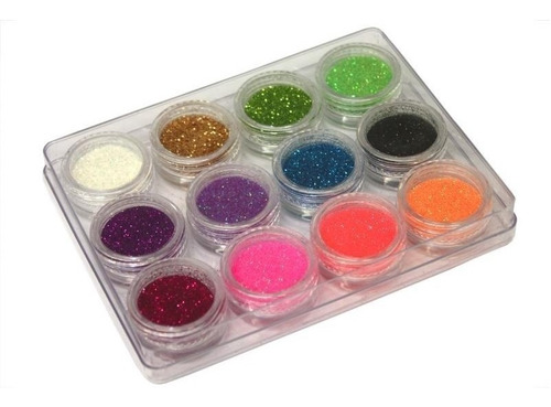 Glitter Unhas Encapsuladas Kit Com 12 Cores Decoração Led Uv