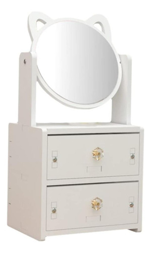 Mini Tocador De Escritorio Organizador Con Espejo 2 Cajones