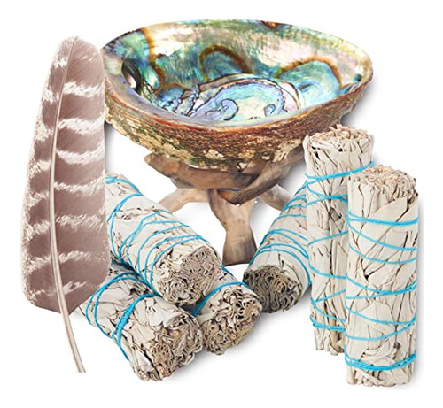Kit De Humo Blanco De Salvia Pluma + Concha De Abulón ...