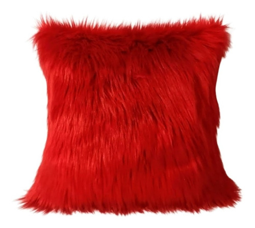 Cojín Peludo Peluche Rojo