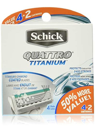 Schick Quattro Titanium Recambios De Cuchilla De Afeitar Par