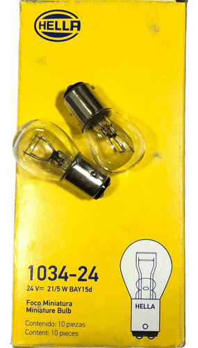 Set 4x Focos Hella 1034 24v 21/5w Halógeno 2 Polos Camiones