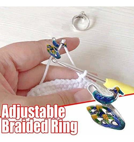 Anillo Tejer Ajustable Ala Avanzada Pavo Real Abierto