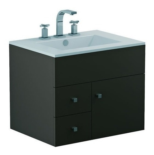 Imagen 1 de 1 de Mueble para baño Ferrum Y6X1D de 600mm de ancho, 487mm de alto y 455mm de profundidad, con bacha color blanco y mueble marrón oscuro con un agujero para grifería