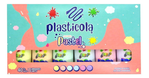 Imagen 1 de 1 de Adhesivo Vinilico Plasticola 40g.x 6 Colores Pastel