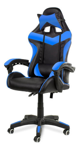 Silla Gamer Ergonómica Urban Design, Reclinable 135° Color Azul oscuro Material del tapizado Tela Vinipiel