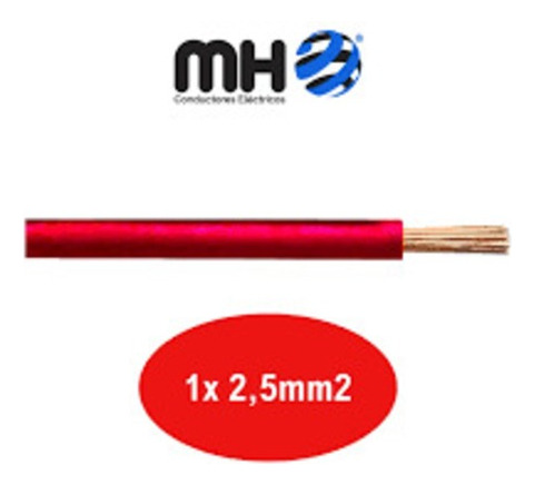 Cable Unipolar M&h 100m 2,5 Mm2 Rollo Normalizado Rojo