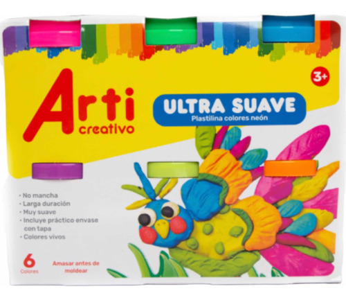 6 Plastelinas Ultra Suave Color Neón