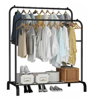Comprar Rack Armable Percheros Metalicos De Piso Organizador Ropa Color Negro