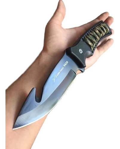 Cuchillo Tactico Militar De Acero Funda Paracord Pesca A9420