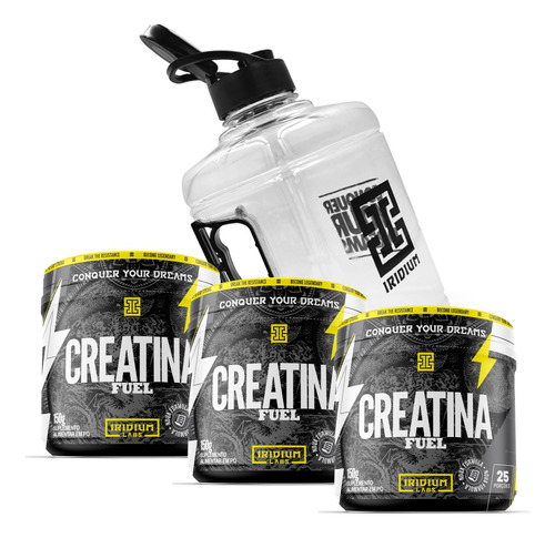 Kit 3x Creatina Fuel Monohidratada 150g + Galão 1,5l Sabor Sem sabor