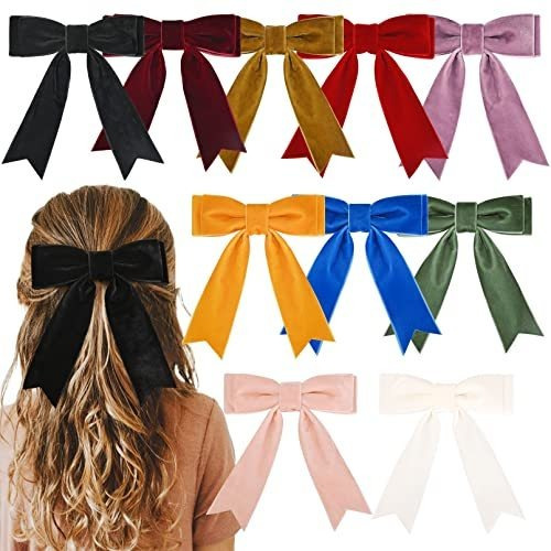10 Unidades, 5 Lazos De Terciopelo Para El Pelo Para Niñas,