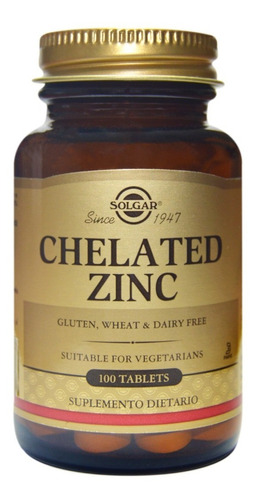 Solgar Zinc Quelado Chelated 100 Tabletas Vegetarianas 