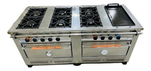 Cocina Industrial Tecno Calor 6 Hornallas + Plancha Dos Horn