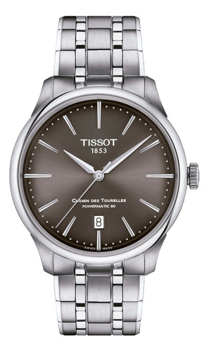 Reloj Tissot Chemin Des Tourelles Powermatic 80 Antracita Color de la correa Plateado Color del bisel Plateado Color del fondo Gris