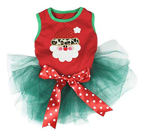 Vestido Petitebella Leopard Santa Claus Cara Del Perrito Del