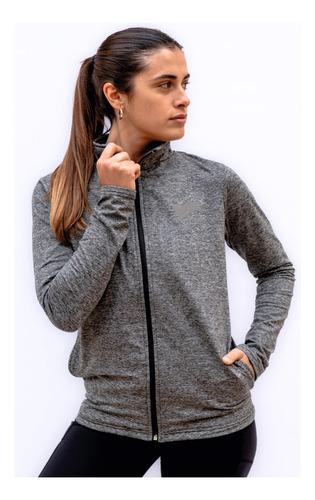 Imagen 5 de 9 de Campera Deportiva Elastizada Fit Jaspeada - Hombre / Mujer