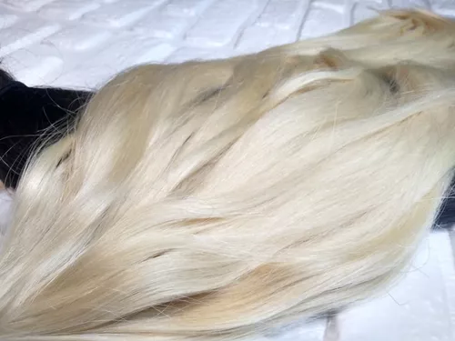 Cabelo Humano Loiro Platinado Mechado Nacional Tela 30g 60cm