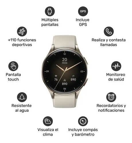 Pack Smartwatch Lhotse Vibe 05 Cream + Audífonos Deportivo Blanco Blanco