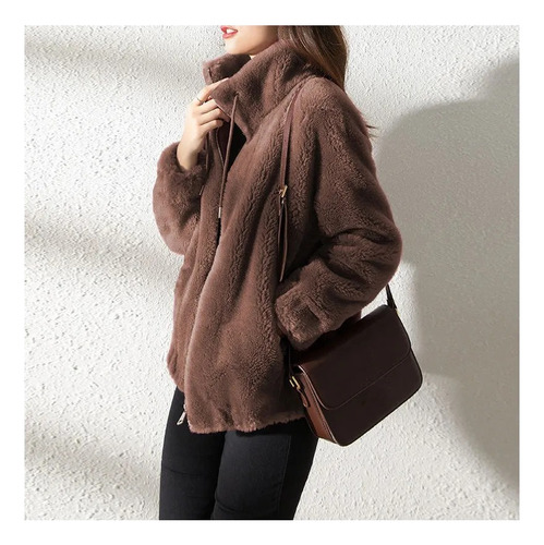 Chaqueta Cálida Con Cremallera Para Mujer Informal De Felp