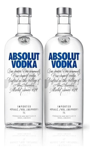 Kit Vodka Absolut 1l - 2un