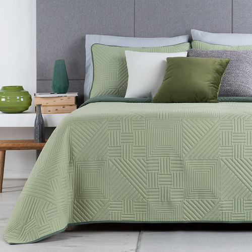Edredón Ligero Doble Vista Real Textil + 2 Fundas de Almohada, Juego de Colcha Matrimonial, Color Verde - Verde Oscuro