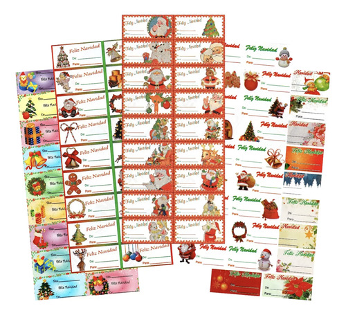 100 Stickers Adhesivos De Navidad Etiquetas De Regalo