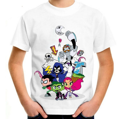 Camiseta Infantil Jovens Titans Em Ação Teens Titans Go #001