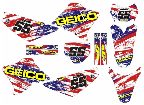 Adesivos Laminado Motocross Trilha Para Yamaha Xtz 125 19915 Cor Azul/Vermelho