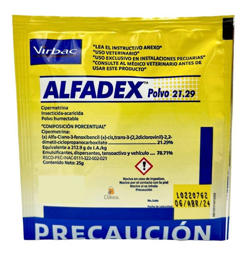 Alfadex En Polvo Control De Plagas Virbac 25 Gramos