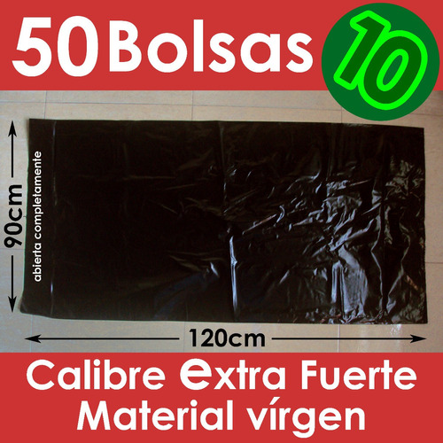 Imagen 1 de 3 de Bolsa Basura Plástico 40kg Calibre Extra Fuerte X50 Unidades
