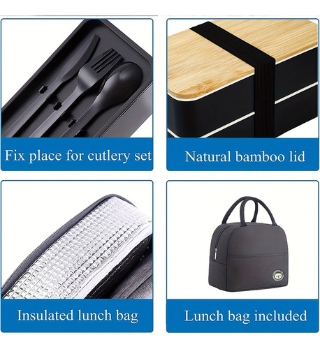 Set De Lonchera Con Bolsa De Almuerzo Y Cubiertos