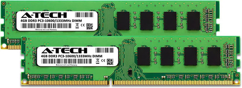 A-tech Ram 8gb Kit (2x4gb) Ddr3 1333 Mhz Pc3-10600 Dimm -...
