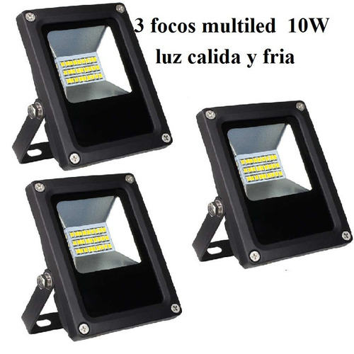 3 Focos Multiled 10w Ip66 Exterior  Luz Calida Y Fria