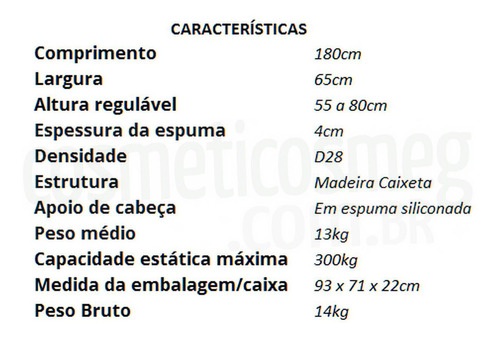Imagem 3 de 7 de Maca Legno Model Sírius 65cm Portátil C/ Reforço Cabo De Aço