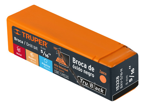 Broca Hss 5/16¨ Trublack Para Metal 5pzs Truper 15328