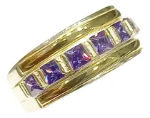 Comprar Exclusivo Anillo Plata Fina Oro 18 Ktes Amatistas Psp Gps