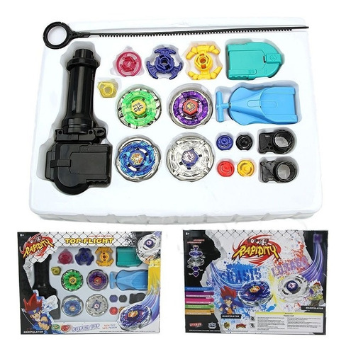 Imagem 4 de 10 de Kit 4 Beyblade Metal Fusion Pião C/super Lançador Brinquedo