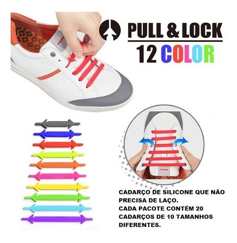 Imagem 2 de 5 de Kit Cadarços De Silicone Elástico Sem Laço Para Tênis 11 Cxs
