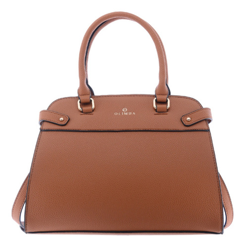 Bolsa Satchel Olimba Para Dama Mediano 9928 Marrón Lisa Oro