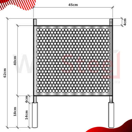 Grelha Tela Moeda De Inox 45x40 Wr Steel