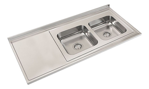 Mesada Johnson Acero Inox 140x61 Bacha Doble Derecho