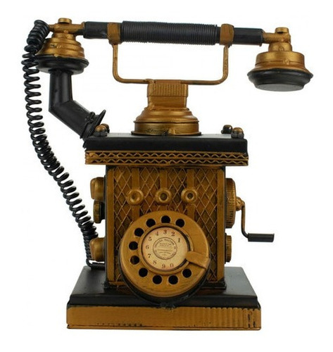 Telefone Decorativo Preto Antigo Cofrinho Retrô 23x12.5x23cm