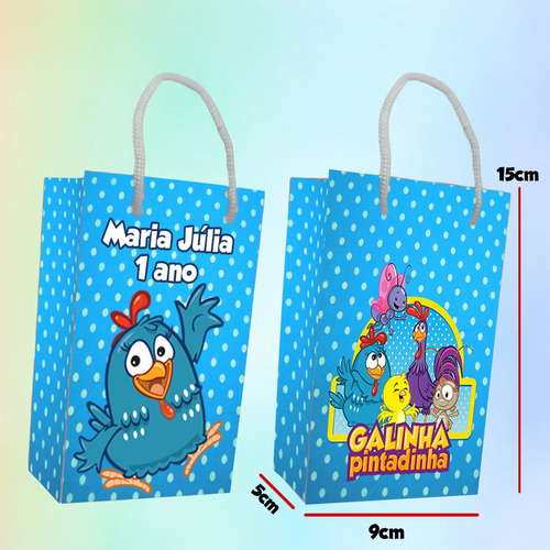 Kit Com 10 Sacolinhas Personalizadas Galinha Pintadinha