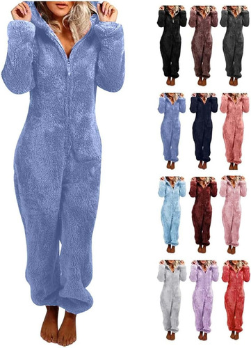Pijamas De Felpa De Mujer Monos Y Diseño Con Capucha