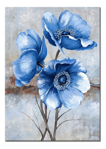 Novup Arte De Pared Con Flores Azules, Flores Florecientes S